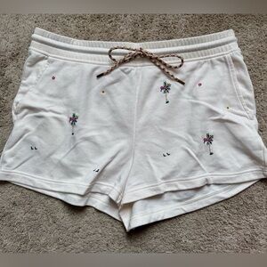 Lou & Grey Lounge Shorts Womens XL Drawstring Embroidered White